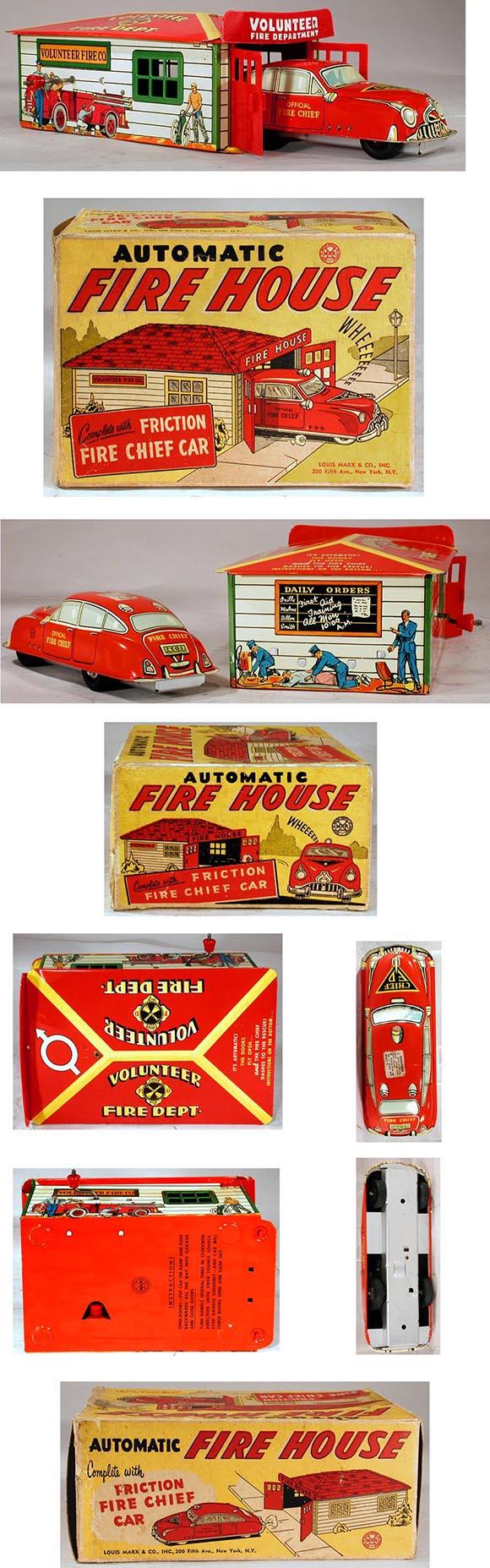 c.1949 Marx, Automatic Fire House in Original Box (#2)